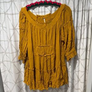 Free People mustard, flouncy mini dress S